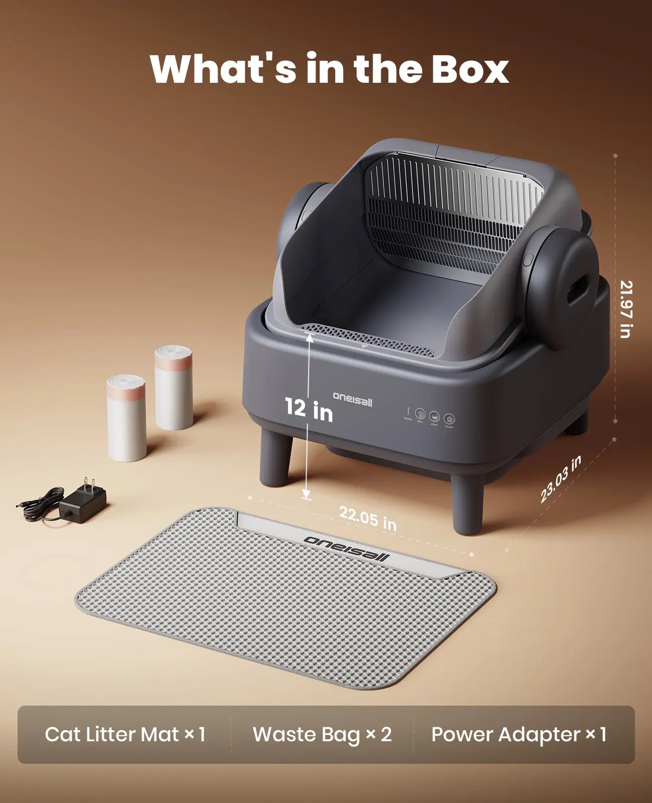 Backtoschool Oneisall Smart Self-Cleaning Litter Box , Open-Top Easy Rinse Structure, APP Remote Control, 11L Big Waste Drawer for Adult Large Cats