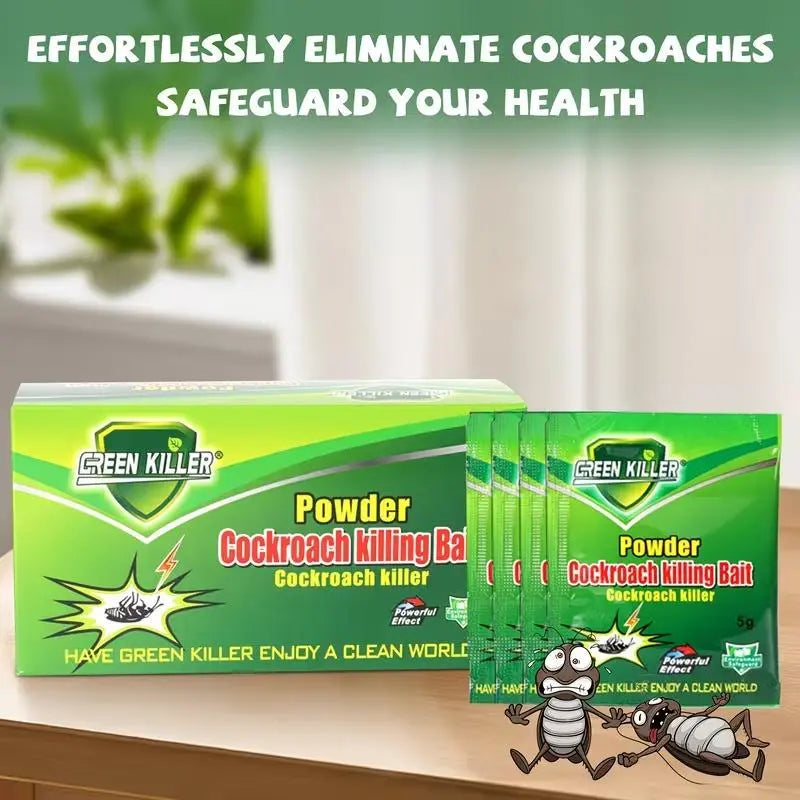 High-Efficiency Cockroach Bait Powder - 50 Packets of Fast-Acting Indoor Exterminator for Complete Nest and Colony Elimination, Ideal for Kitchens and Enclosed Spaces