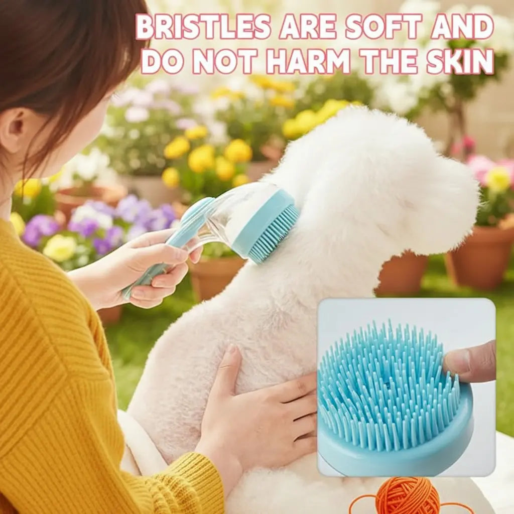 2026 Advanced 2-In-1 Pet Bathing and Grooming Brush with Built-in Shampoo Dispenser, Ergonomic Non-Slip Grip, Deshedding Tool for Dogs and Cats, Enhances Circulation and Reduces Shedding