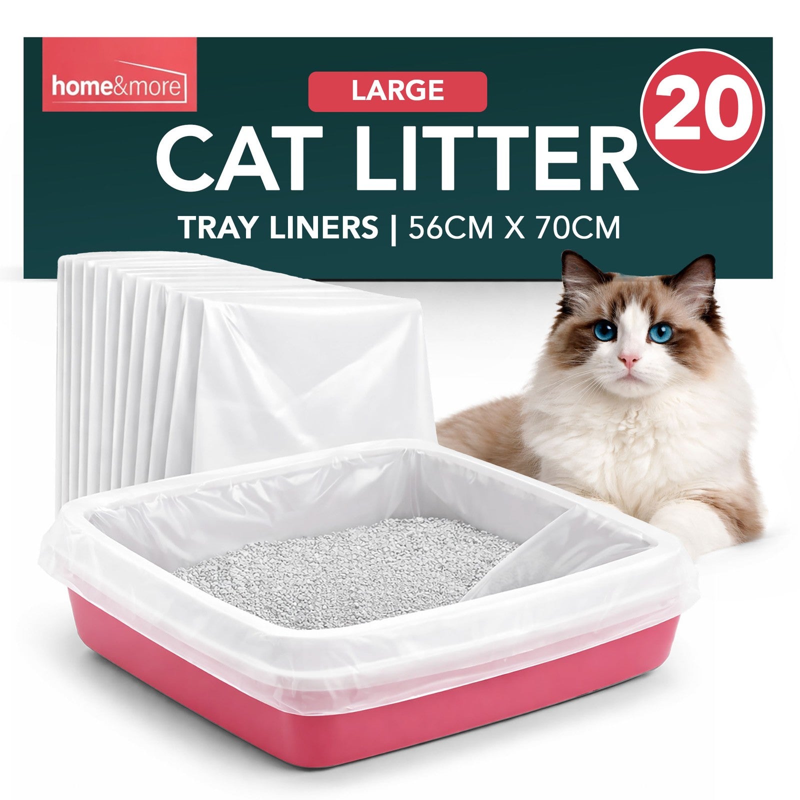 Large Cat Litter Tray Liners 56X70Cm Bags Pack Kitten Extra Hygienic Disposable