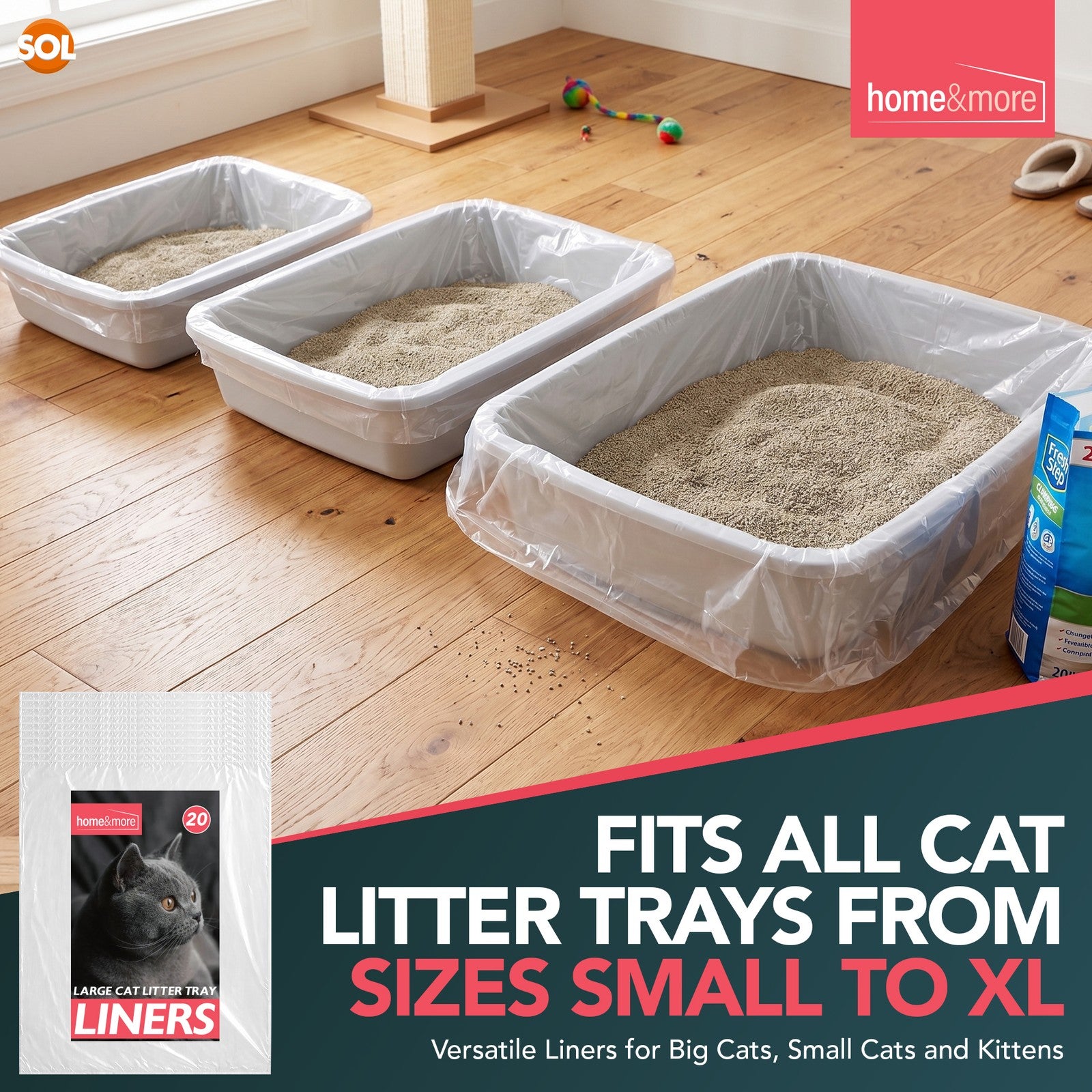 Large Cat Litter Tray Liners 56X70Cm Bags Pack Kitten Extra Hygienic Disposable