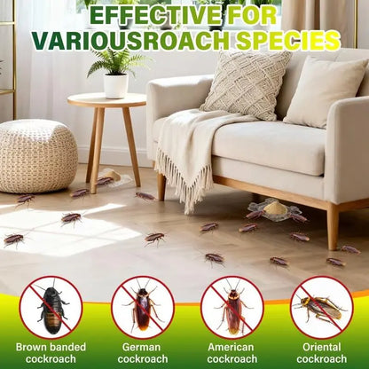 High-Efficiency Cockroach Bait Powder - 50 Packets of Fast-Acting Indoor Exterminator for Complete Nest and Colony Elimination, Ideal for Kitchens and Enclosed Spaces