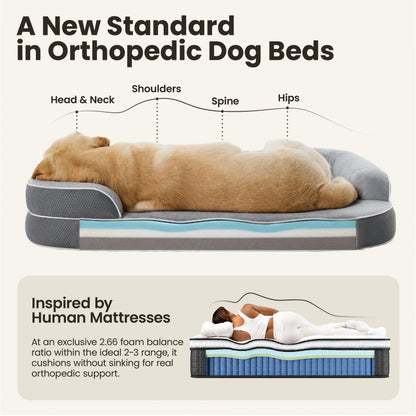 Lesure Realortho Orthopedic Dog Bed - Premium Memory Foam Support for Large and Senior Dogs, Waterproof Washable Cover, Comfortable Couch for Enhanced Sleep and Joint Protection