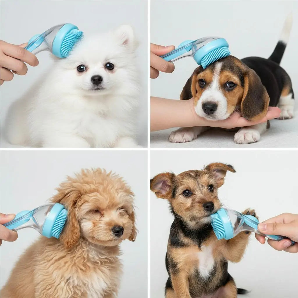 2026 Advanced 2-In-1 Pet Bathing and Grooming Brush with Built-in Shampoo Dispenser, Ergonomic Non-Slip Grip, Deshedding Tool for Dogs and Cats, Enhances Circulation and Reduces Shedding
