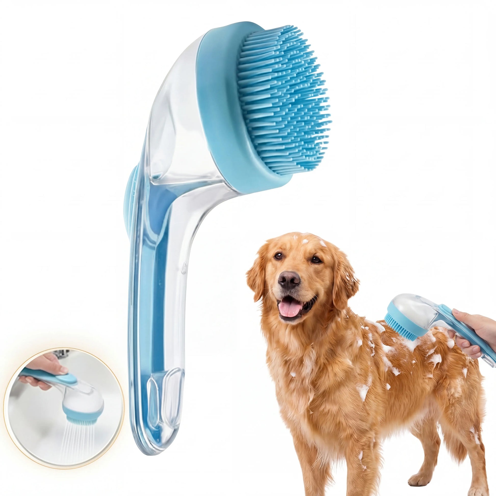 2026 Advanced 2-In-1 Pet Bathing and Grooming Brush with Built-in Shampoo Dispenser, Ergonomic Non-Slip Grip, Deshedding Tool for Dogs and Cats, Enhances Circulation and Reduces Shedding