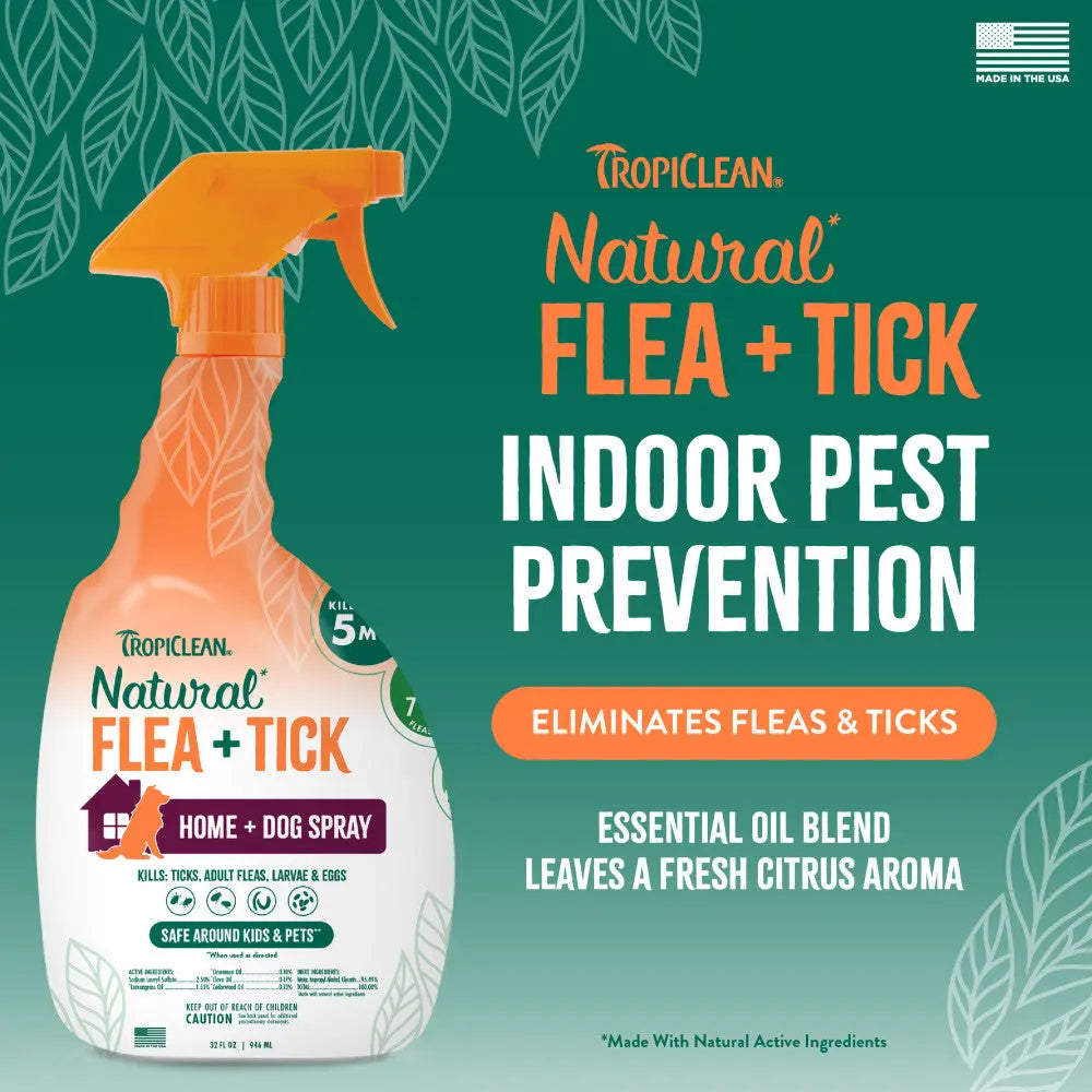 TropiClean Natural Flea and Tick Home and Dog Spray, 32 oz