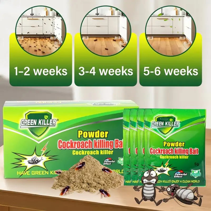 High-Efficiency Cockroach Bait Powder - 50 Packets of Fast-Acting Indoor Exterminator for Complete Nest and Colony Elimination, Ideal for Kitchens and Enclosed Spaces
