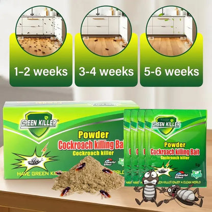 High-Efficiency Cockroach Bait Powder - 50 Packets of Fast-Acting Indoor Exterminator for Complete Nest and Colony Elimination, Ideal for Kitchens and Enclosed Spaces