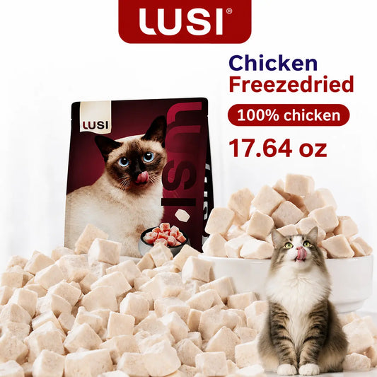 Lusi Premium Freeze-Dried Chicken Chunks Cat Food & Treats - 17.64 Oz, Supports Feline Nutrition