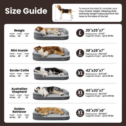 Lesure Realortho Orthopedic Dog Bed - Premium Memory Foam Support for Large and Senior Dogs, Waterproof Washable Cover, Comfortable Couch for Enhanced Sleep and Joint Protection