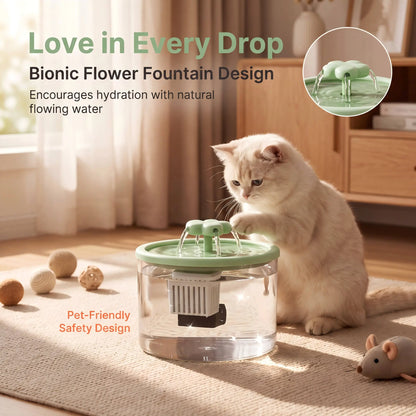 Cat Water Fountain Dispenser with Transparent Design, Quiet Operation, USB Power, and Recirculating Filter for Indoor Use
