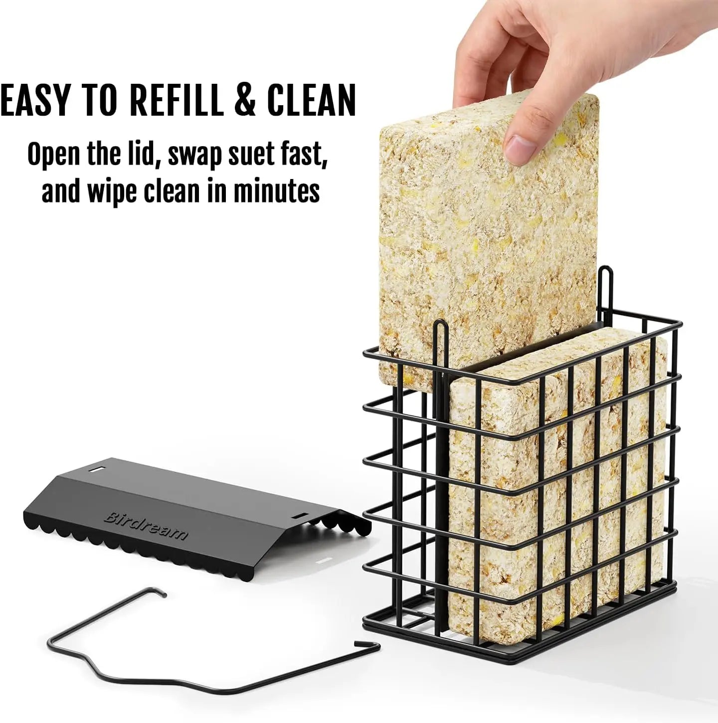 Birdream All-Metal Double Suet Bird Feeder for Outdoor Use, Accommodates 2 Standard Suet Cakes, Easy Refilling, Ideal for Woodpeckers, Chickadees, and Nuthatches
