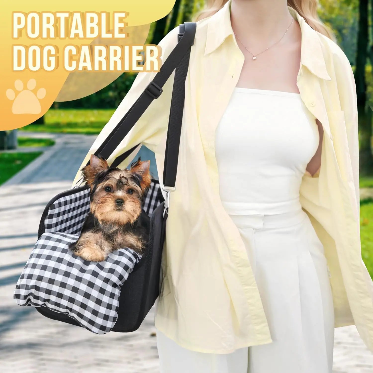 Premium Elevated Car Pet Booster Seat for Small Cats and Dogs (Up to 11 lbs) - Anti-Collapse Carrier with Plush Mat and Safety Tether, Plaid Design