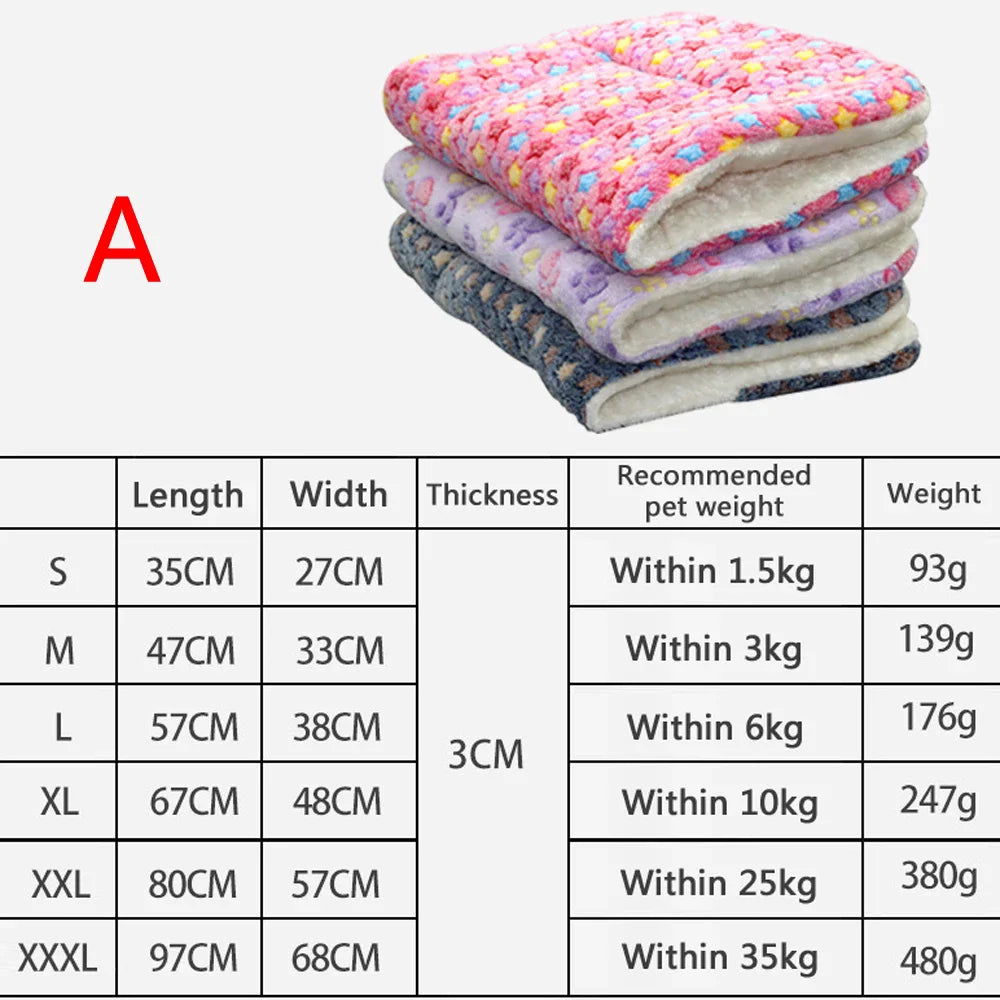 Flannel Pet Mat Dog Bed Cat Bed Thicken Sleeping Mat Dog Blanket Mat for Puppy Kitten Pet Dog Bed for Small Large Dogs Pet Rug