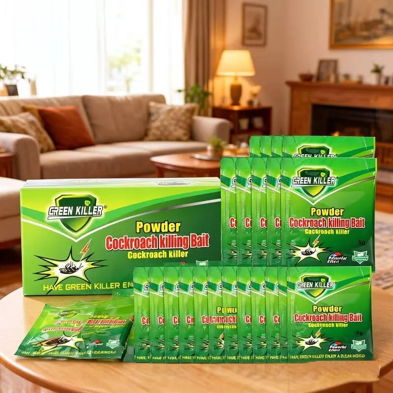 High-Efficiency Cockroach Bait Powder - 50 Packets of Fast-Acting Indoor Exterminator for Complete Nest and Colony Elimination, Ideal for Kitchens and Enclosed Spaces