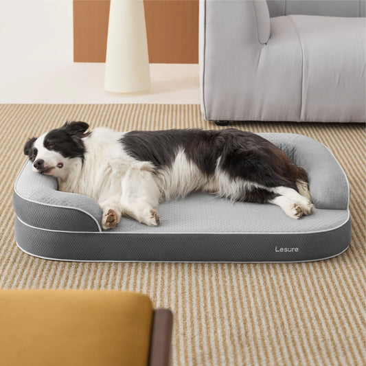 Lesure Realortho Orthopedic Dog Bed - Premium Memory Foam Support for Large and Senior Dogs, Waterproof Washable Cover, Comfortable Couch for Enhanced Sleep and Joint Protection