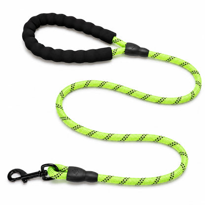 5FT Reflective Dog Lead 1.5M Rope Braided Pet Puppy Training Padded Leash Foam