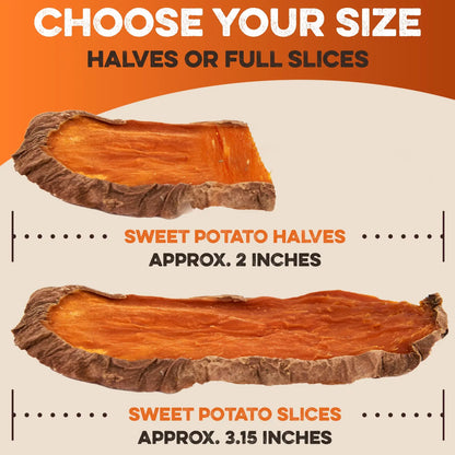 Dehydrated Sweet Potato Dog Treats - USA Grown, Single Ingredient, Thick Cut Chews, Grain & Gluten Free, High Fiber Healthy Training Treats for Puppies and Senior Dogs, Ideal for Picky Eaters and Sensitive Stomachs