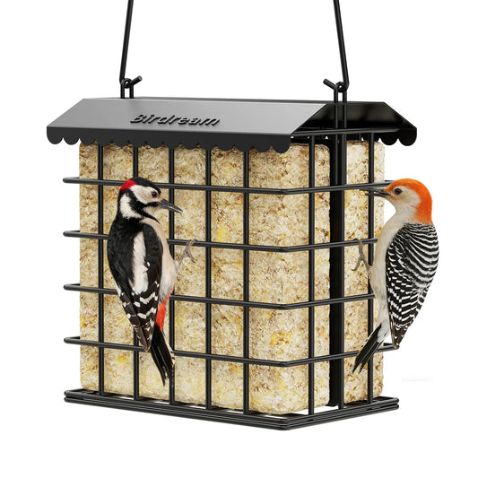 Birdream All-Metal Double Suet Bird Feeder for Outdoor Use, Accommodates 2 Standard Suet Cakes, Easy Refilling, Ideal for Woodpeckers, Chickadees, and Nuthatches