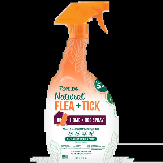 TropiClean Natural Flea and Tick Home and Dog Spray, 32 oz
