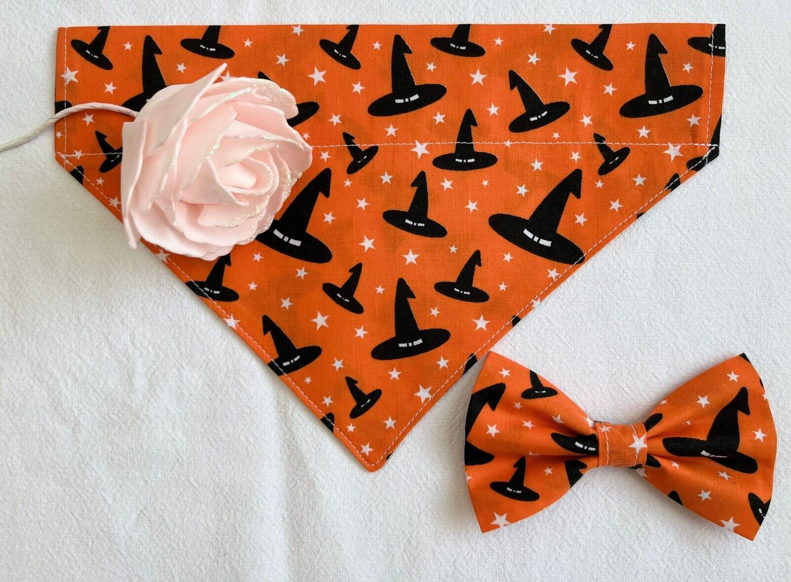 Supporting Charity Halloween Dog Bow & Bandana Handmade in UK. Multi Sizes