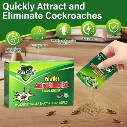 High-Efficiency Cockroach Bait Powder - 50 Packets of Fast-Acting Indoor Exterminator for Complete Nest and Colony Elimination, Ideal for Kitchens and Enclosed Spaces
