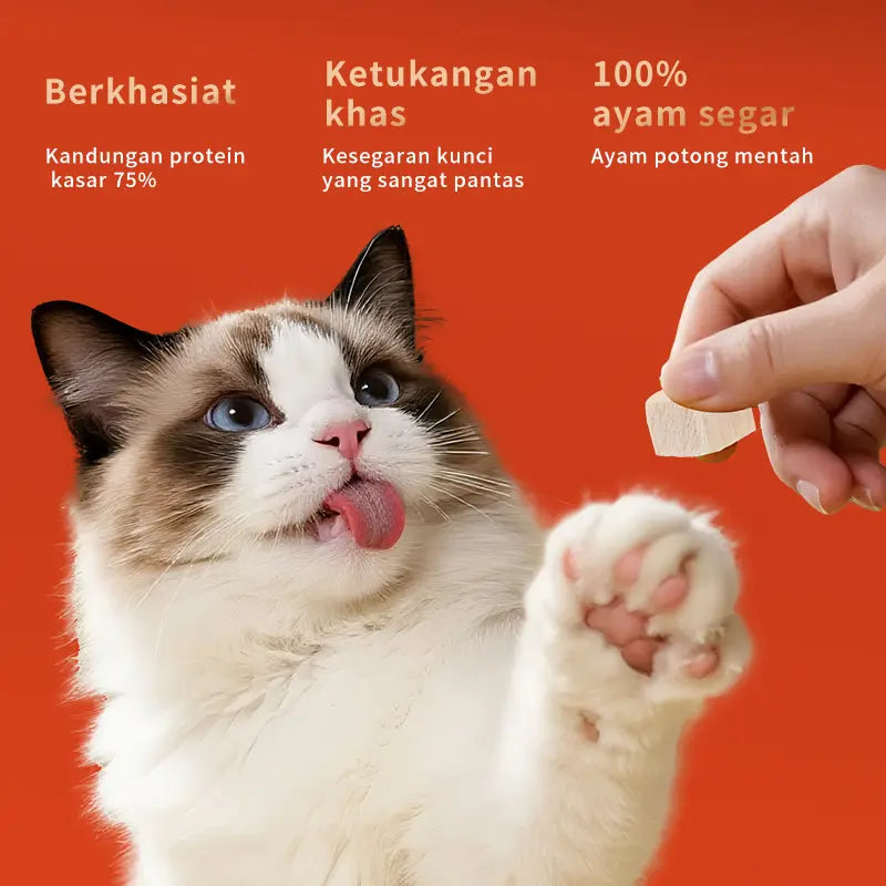 Lusi Premium Freeze-Dried Chicken Chunks Cat Food & Treats - 17.64 Oz, Supports Feline Nutrition