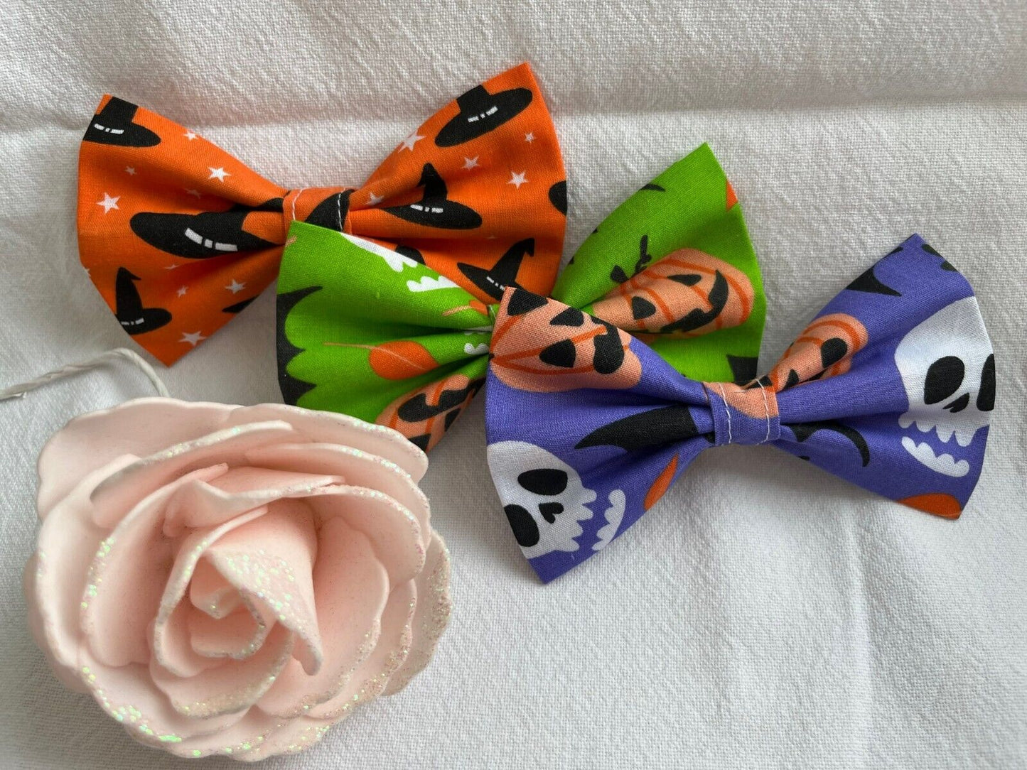 Supporting Charity Halloween Dog Bow & Bandana Handmade in UK. Multi Sizes