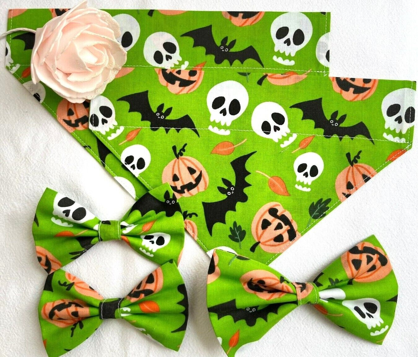 Supporting Charity Halloween Dog Bow & Bandana Handmade in UK. Multi Sizes