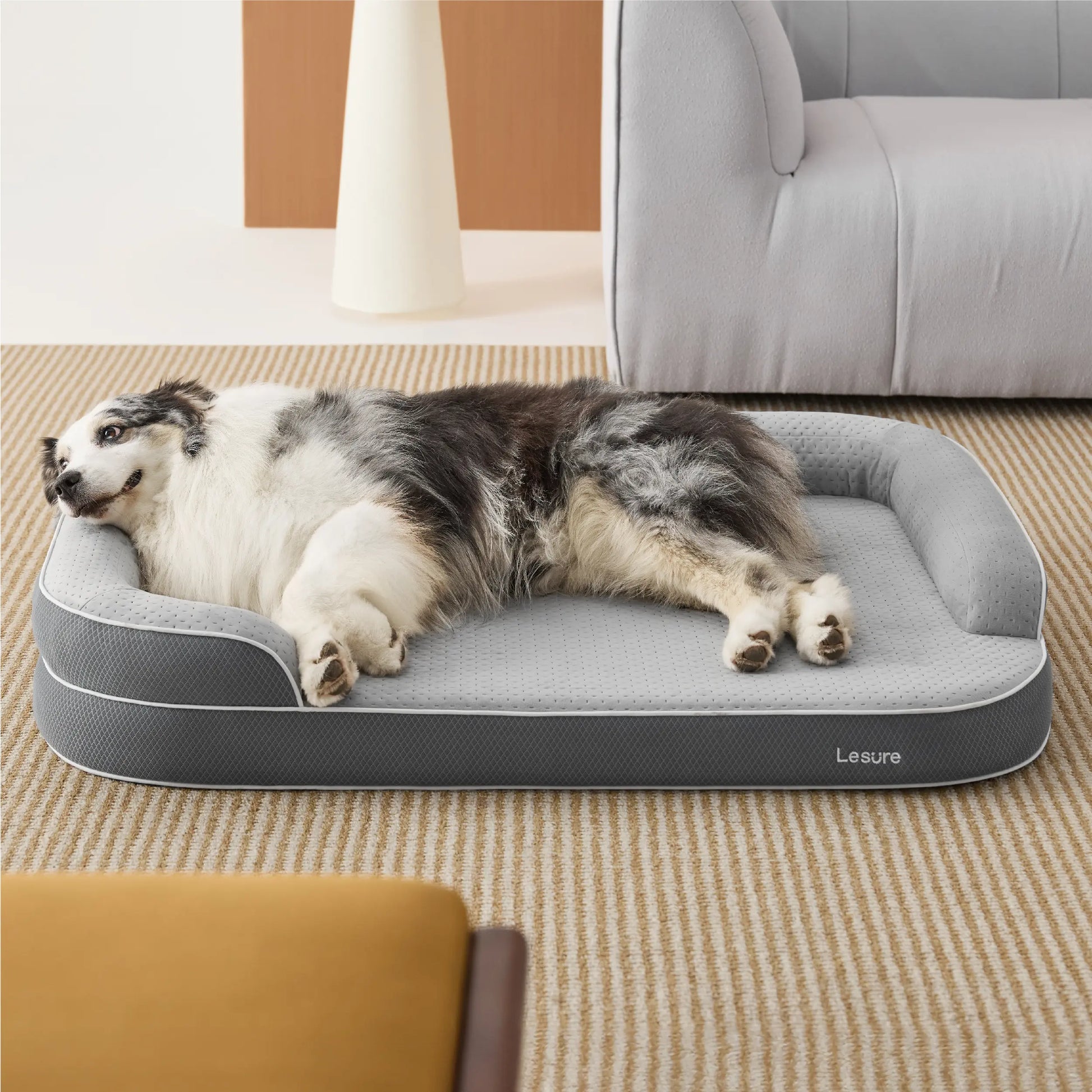 Lesure Realortho Orthopedic Dog Bed - Premium Memory Foam Support for Large and Senior Dogs, Waterproof Washable Cover, Comfortable Couch for Enhanced Sleep and Joint Protection