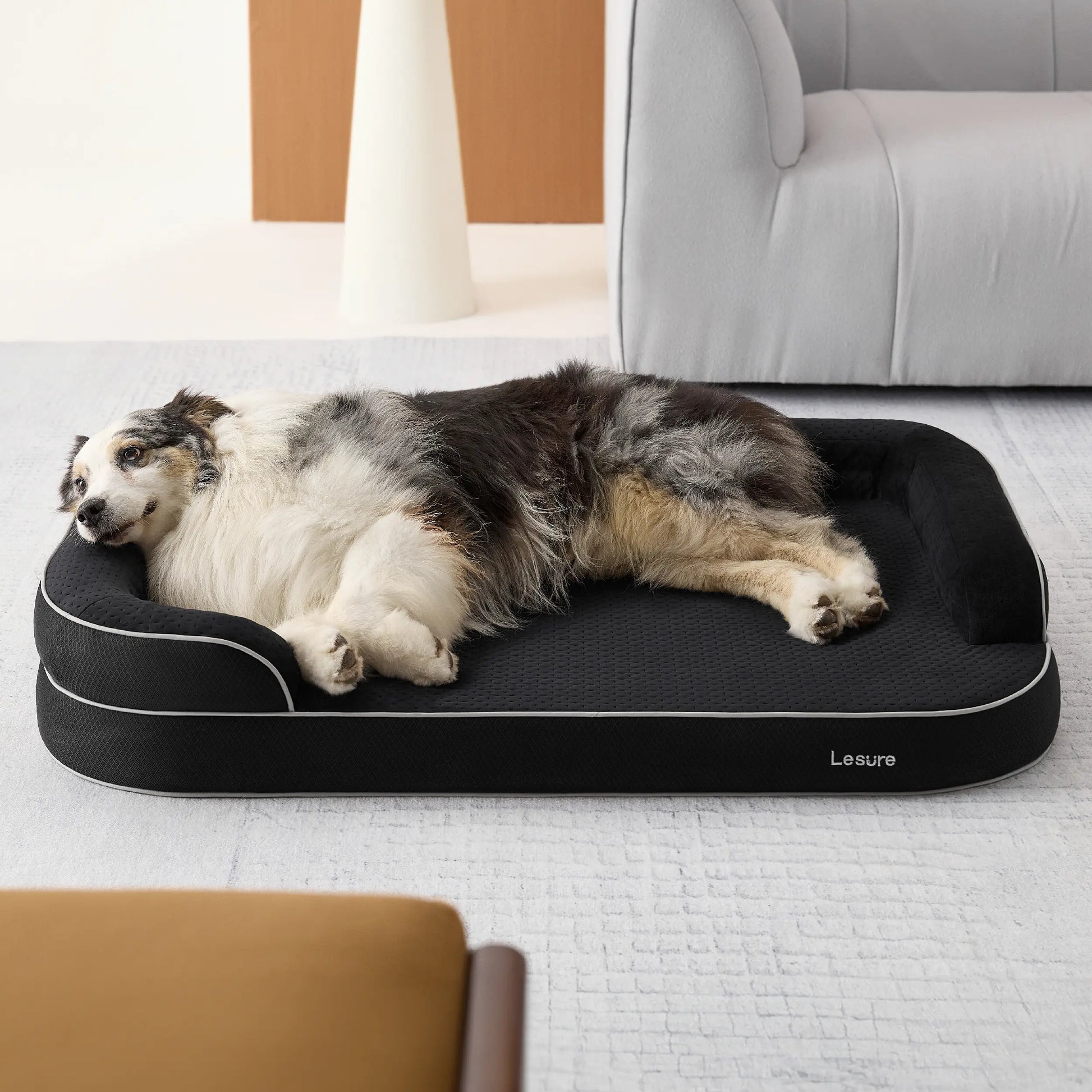 Lesure Realortho Orthopedic Dog Bed - Premium Memory Foam Support for Large and Senior Dogs, Waterproof Washable Cover, Comfortable Couch for Enhanced Sleep and Joint Protection