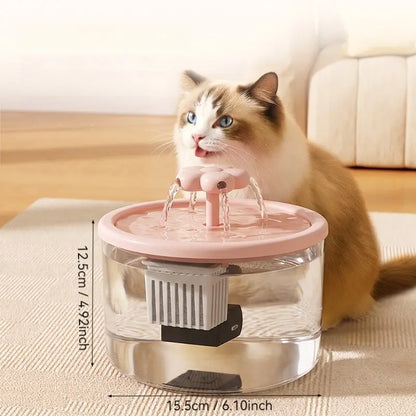 Cat Water Fountain Dispenser with Transparent Design, Quiet Operation, USB Power, and Recirculating Filter for Indoor Use