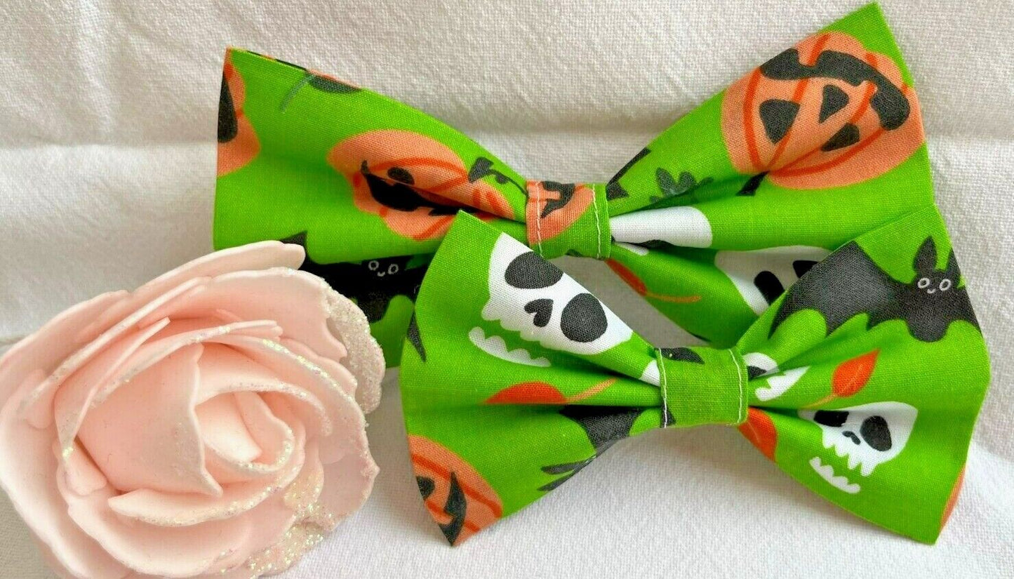 Supporting Charity Halloween Dog Bow & Bandana Handmade in UK. Multi Sizes