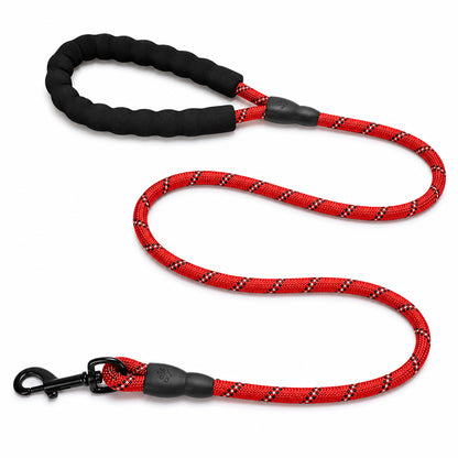 5FT Reflective Dog Lead 1.5M Rope Braided Pet Puppy Training Padded Leash Foam