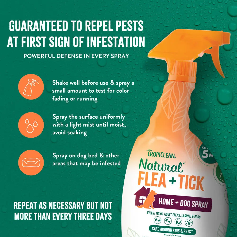 TropiClean Natural Flea and Tick Home and Dog Spray, 32 oz