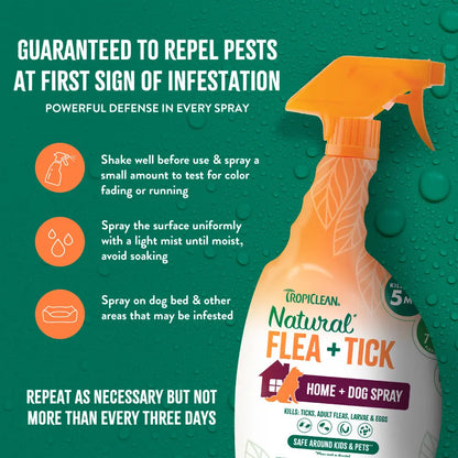 TropiClean Natural Flea and Tick Home and Dog Spray, 32 oz